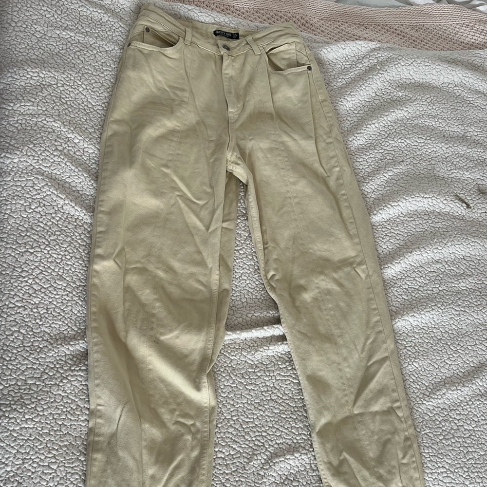 Nasty Gal Cream Wide Leg Jeans